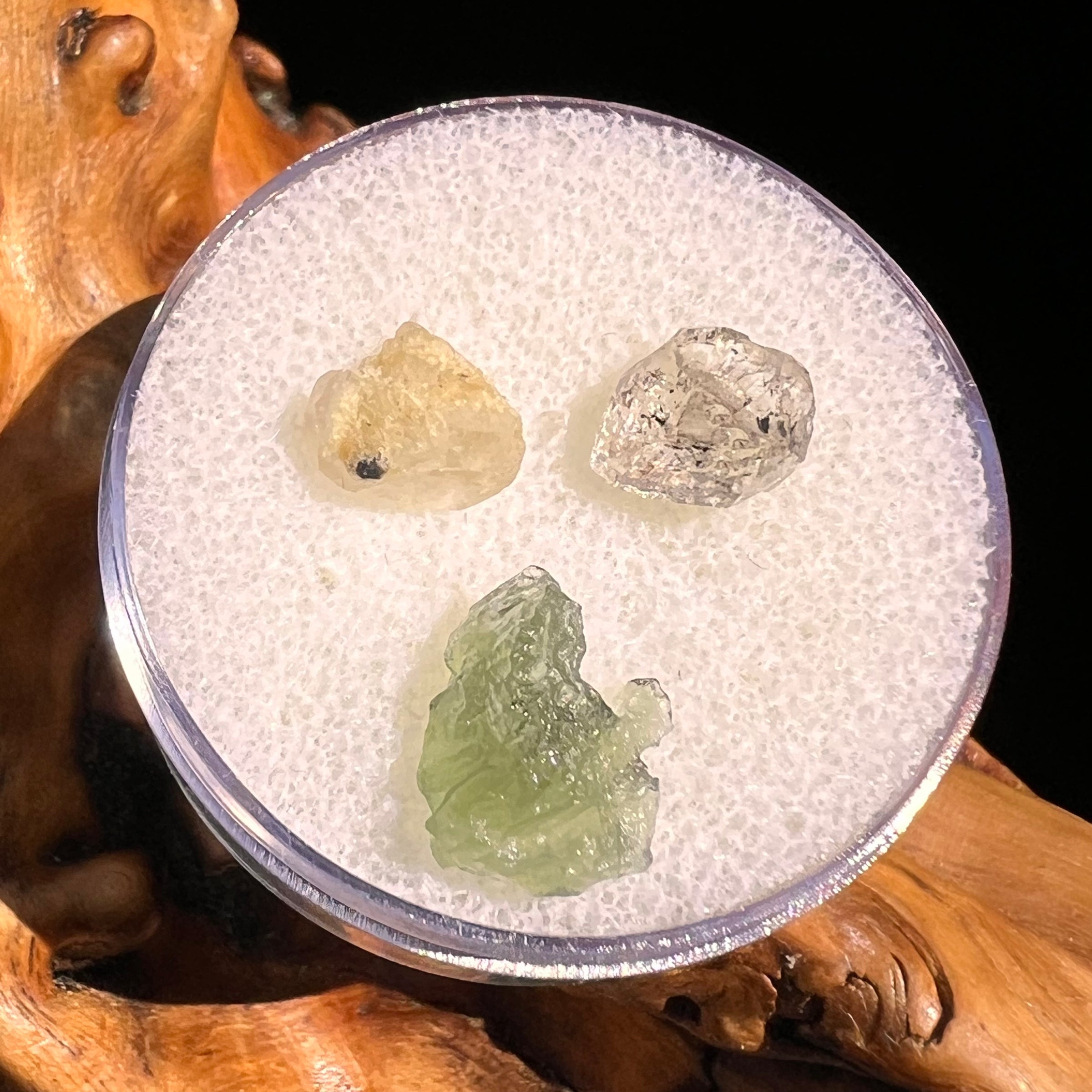 Moldavite, Phenakite, & Herkimer Diamond #131-Moldavite Life