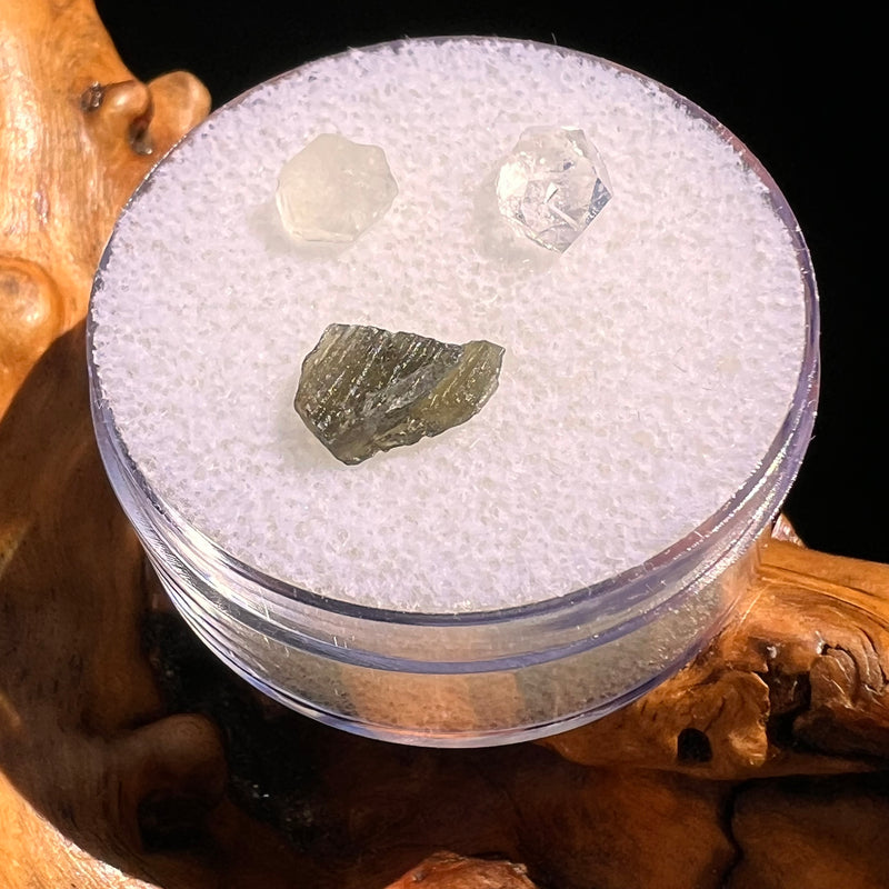 Moldavite, Phenakite, & Herkimer Diamond #132-Moldavite Life