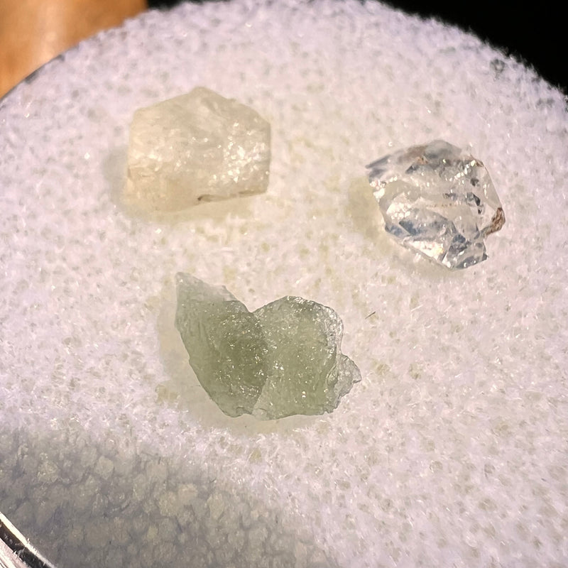 Moldavite, Phenakite, & Herkimer Diamond #133-Moldavite Life