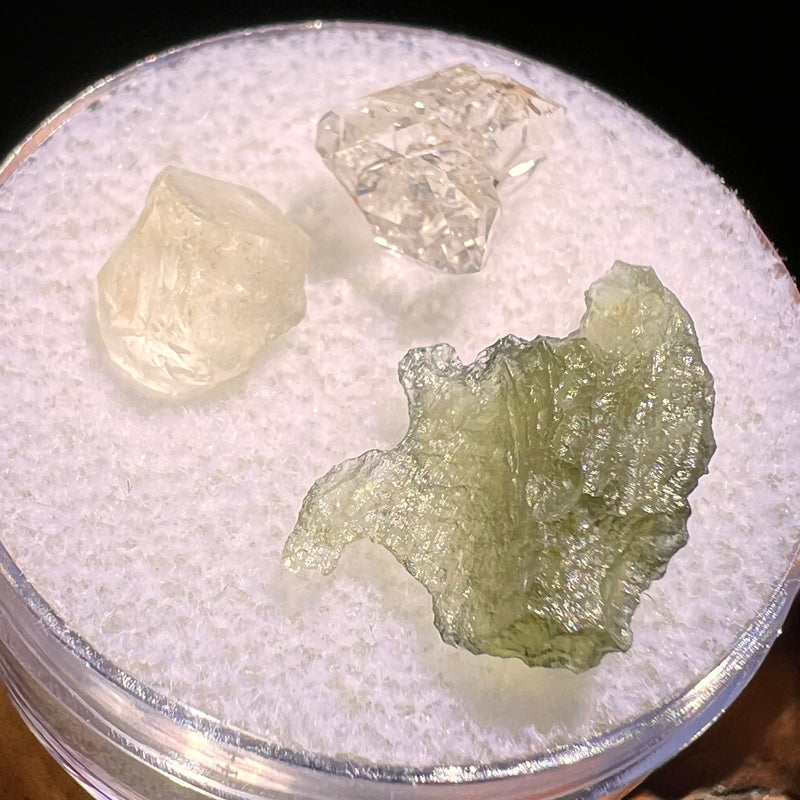 Moldavite, Phenakite, & Herkimer Diamond #134-Moldavite Life