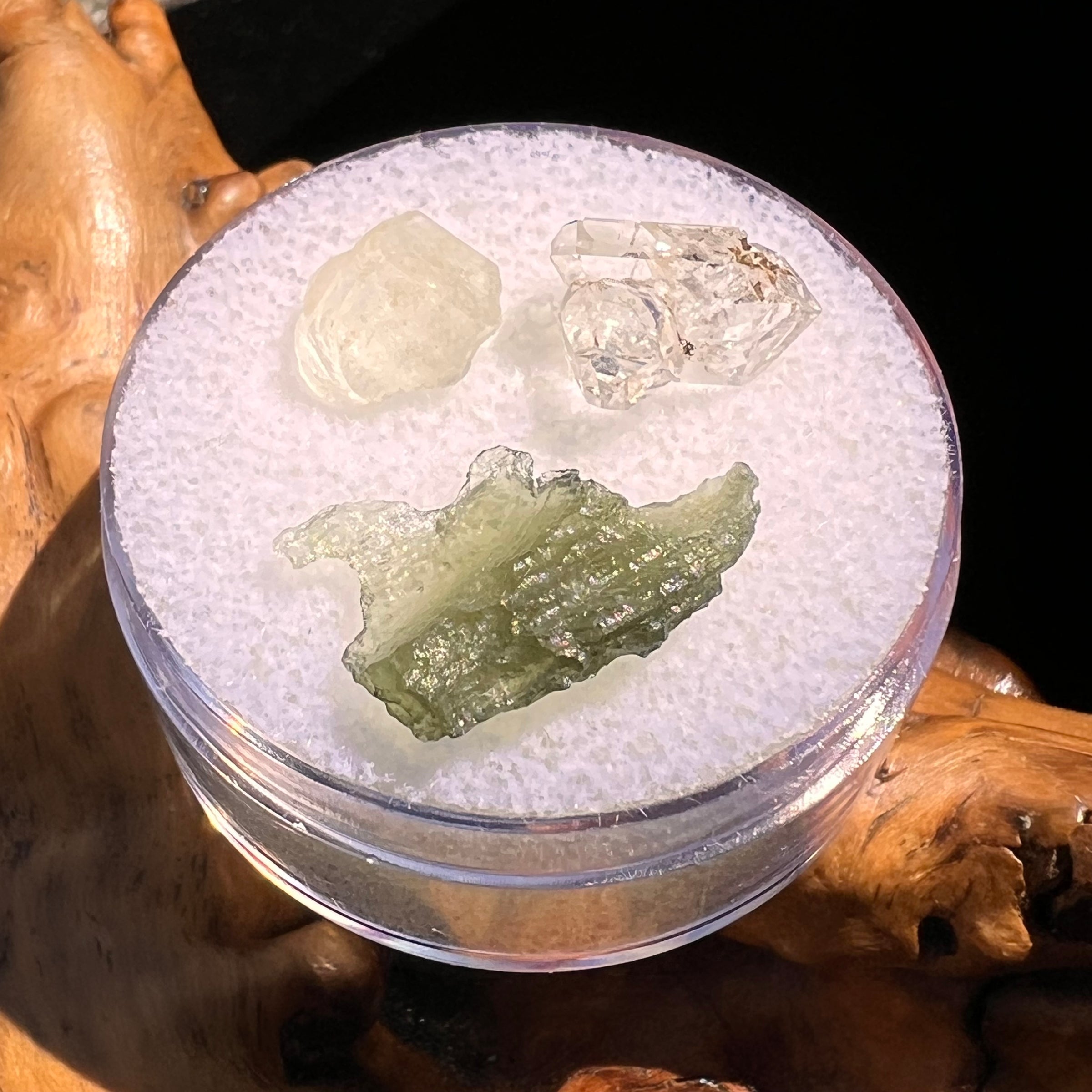 Moldavite, Phenakite, & Herkimer Diamond #134-Moldavite Life