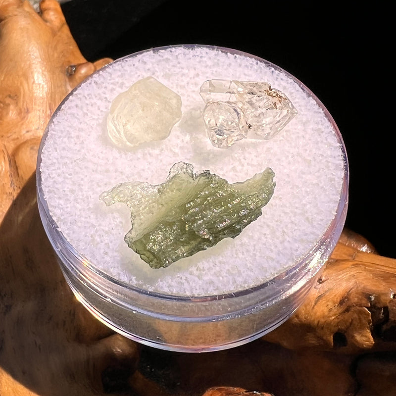 Moldavite, Phenakite, & Herkimer Diamond #134-Moldavite Life