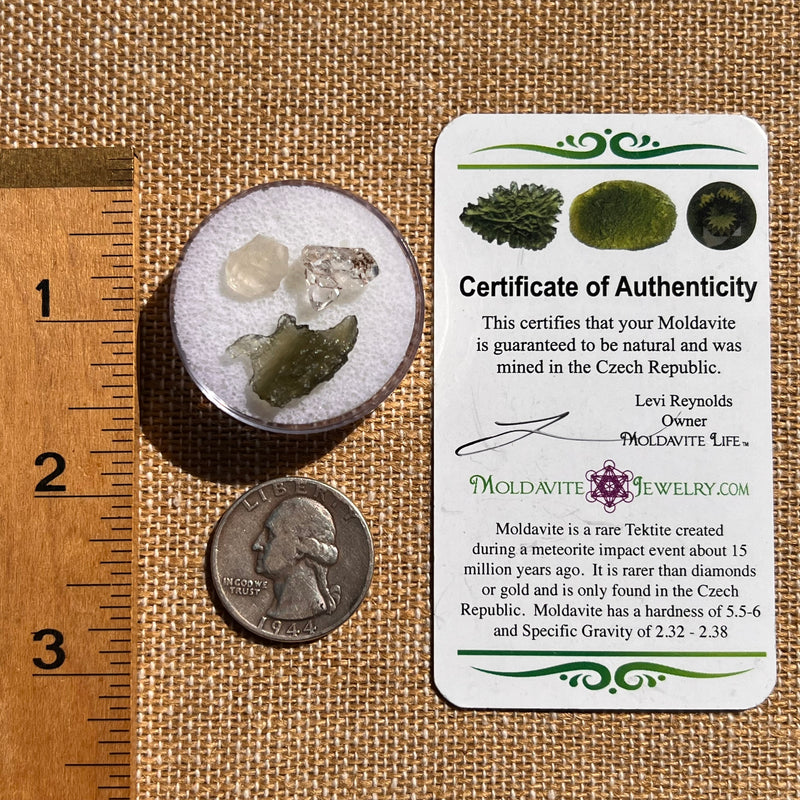 Moldavite, Phenakite, & Herkimer Diamond #134-Moldavite Life