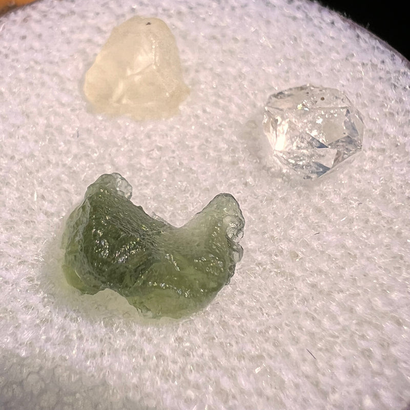 Moldavite, Phenakite, & Herkimer Diamond #135-Moldavite Life