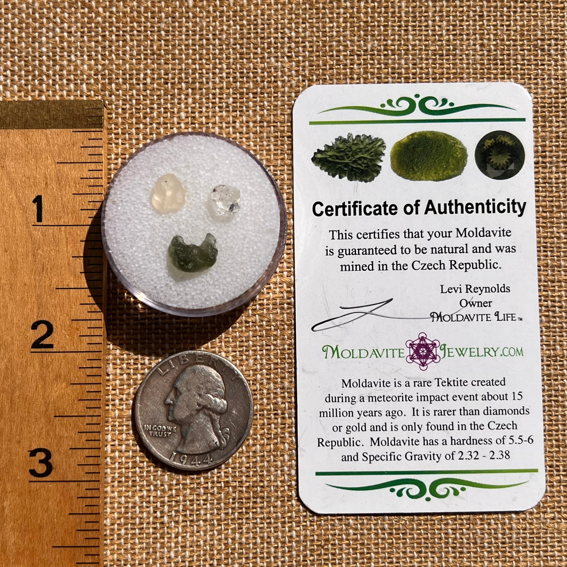 Moldavite, Phenakite, & Herkimer Diamond #135-Moldavite Life