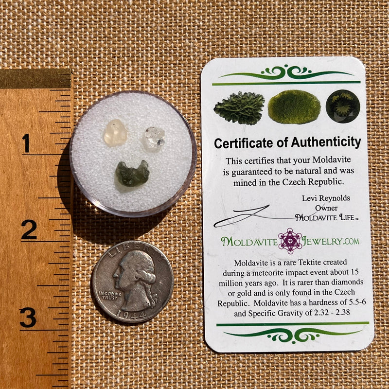 Moldavite, Phenakite, & Herkimer Diamond #135-Moldavite Life