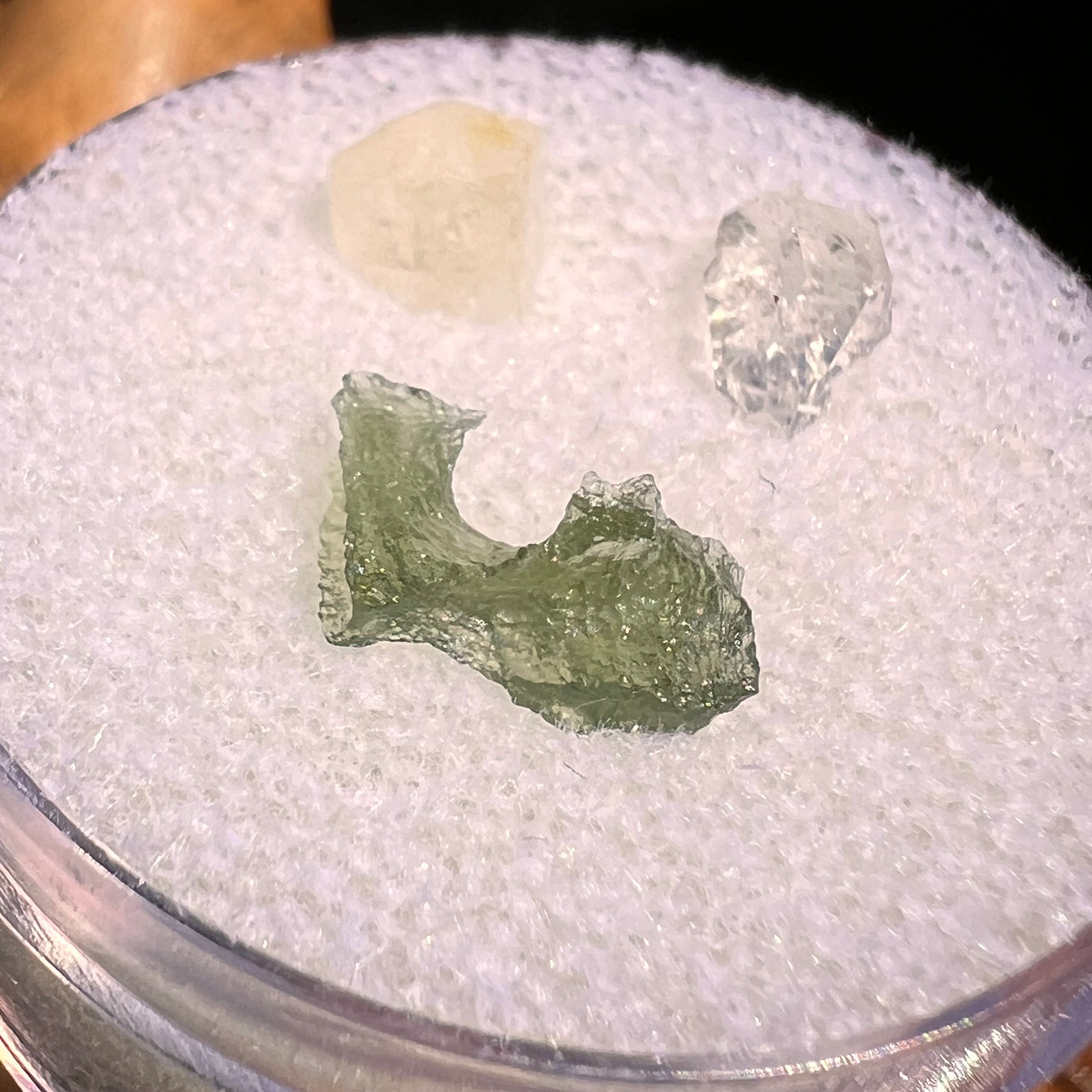 Moldavite, Phenakite, & Herkimer Diamond #136-Moldavite Life