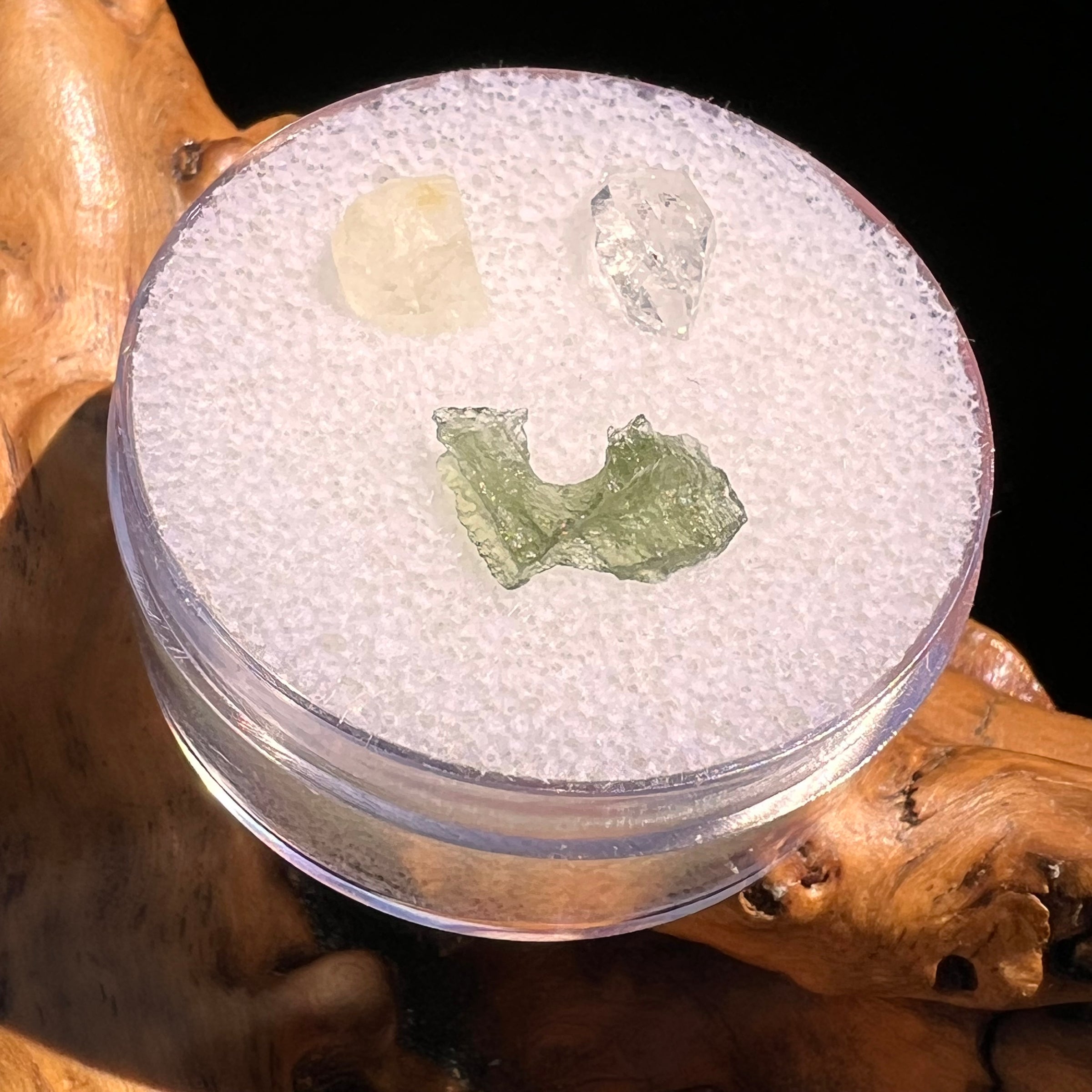 Moldavite, Phenakite, & Herkimer Diamond #136-Moldavite Life