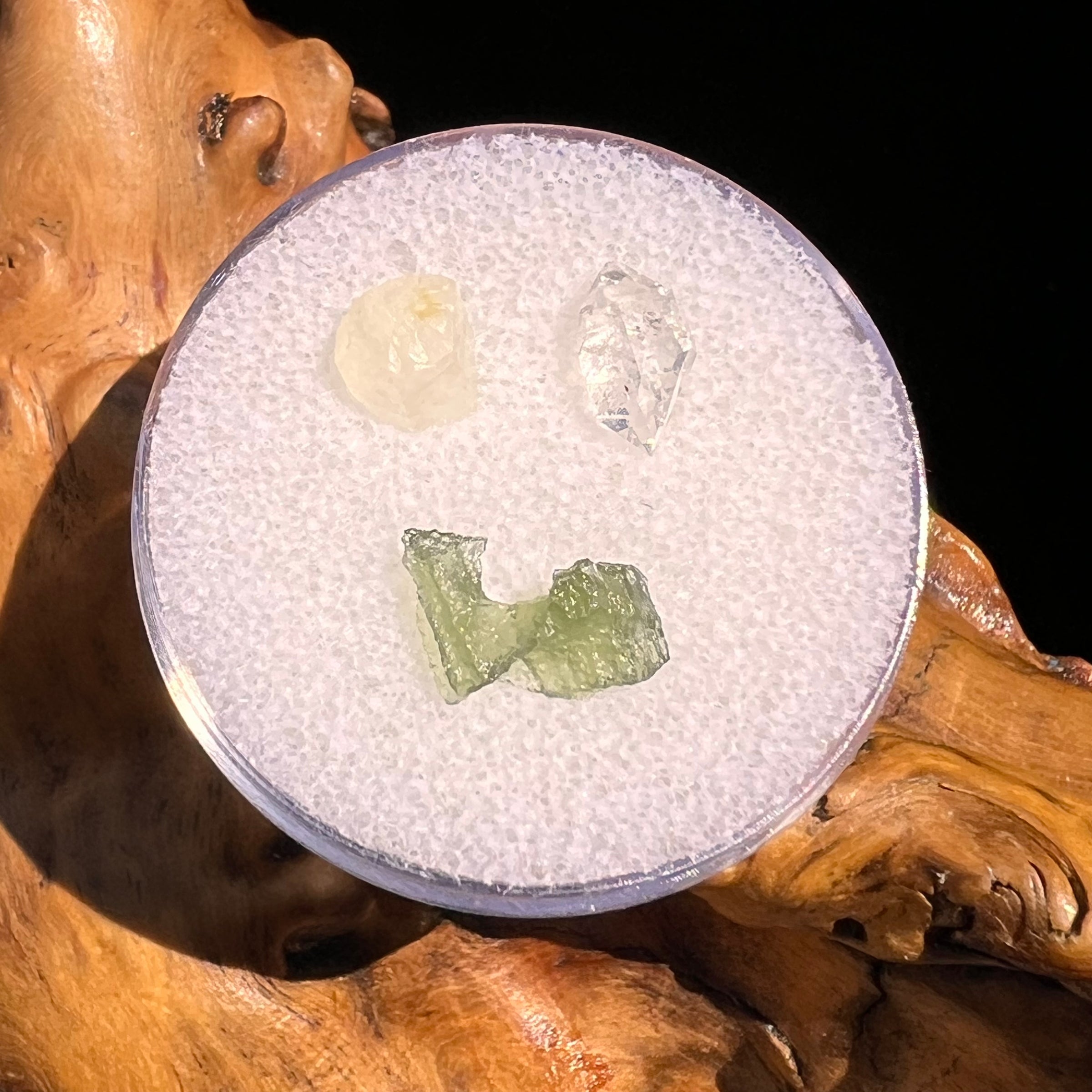 Moldavite, Phenakite, & Herkimer Diamond #136-Moldavite Life