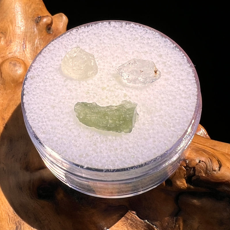 Moldavite, Phenakite, & Herkimer Diamond #137-Moldavite Life