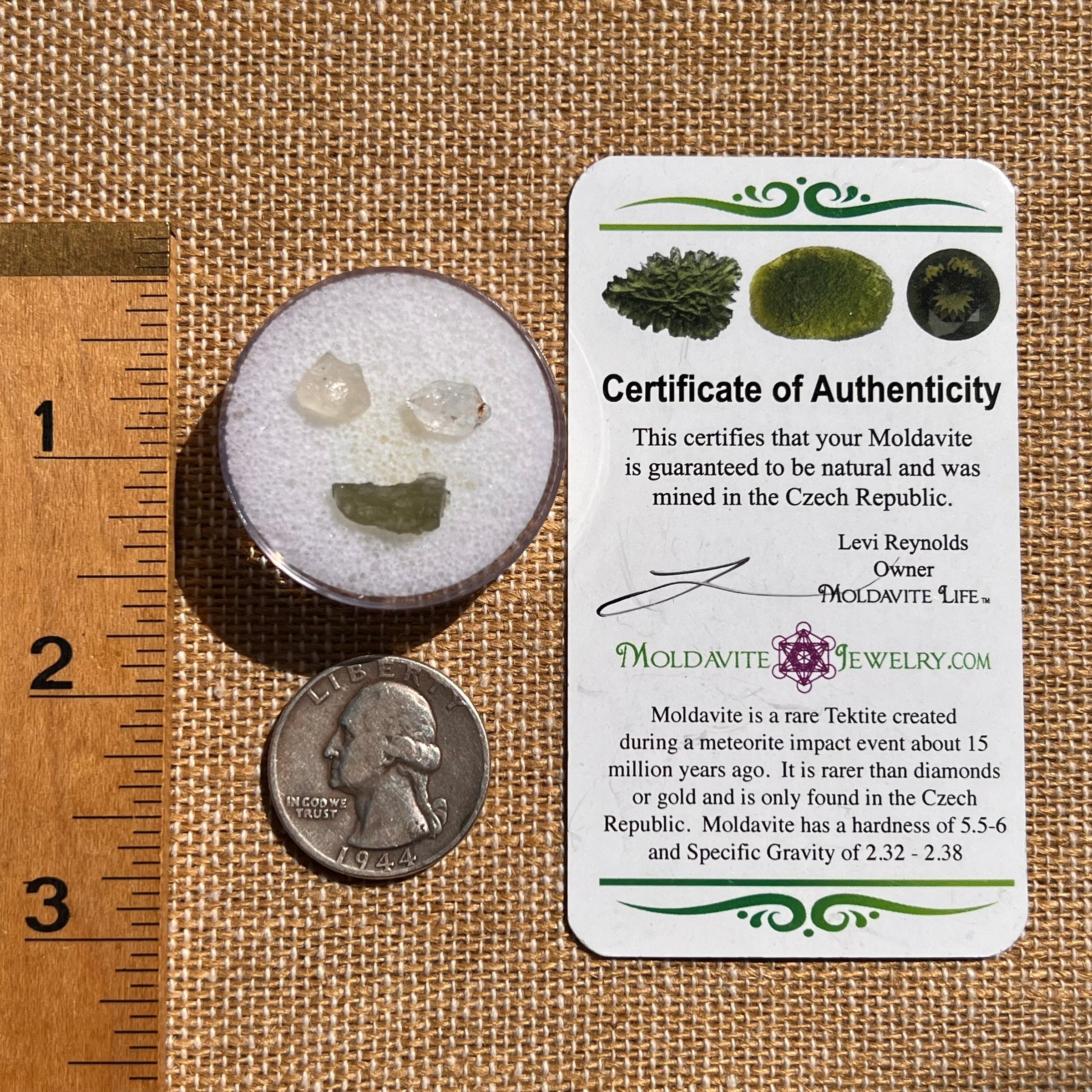 Moldavite, Phenakite, & Herkimer Diamond #137-Moldavite Life