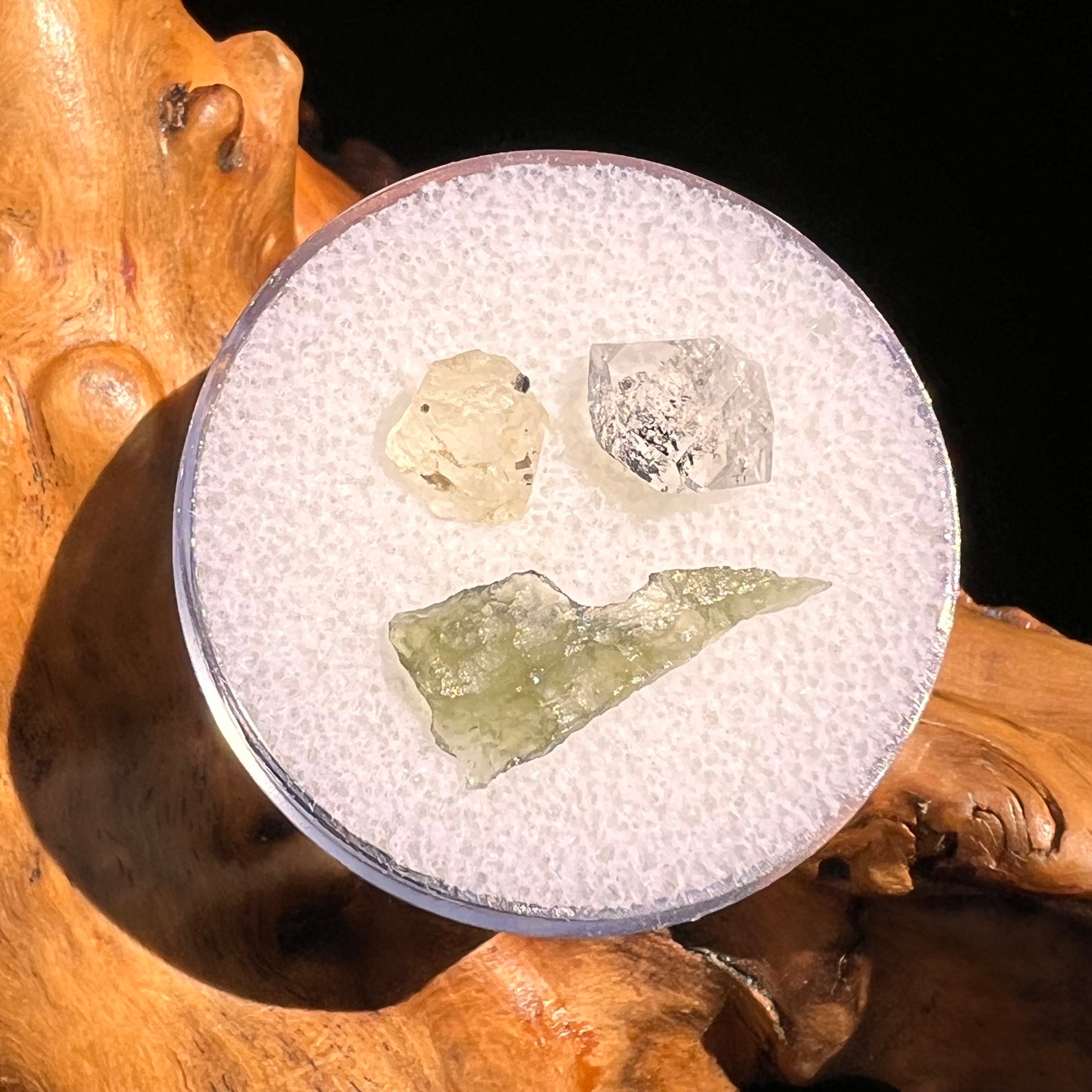 Moldavite, Phenakite, & Herkimer Diamond #138-Moldavite Life