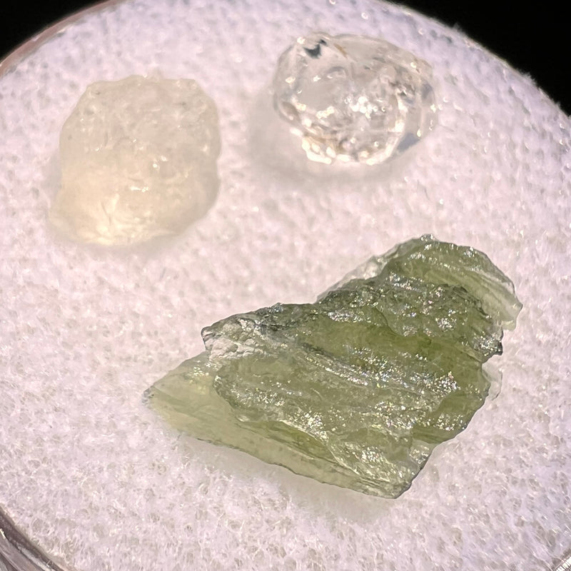 Moldavite, Phenakite, & Herkimer Diamond #139-Moldavite Life