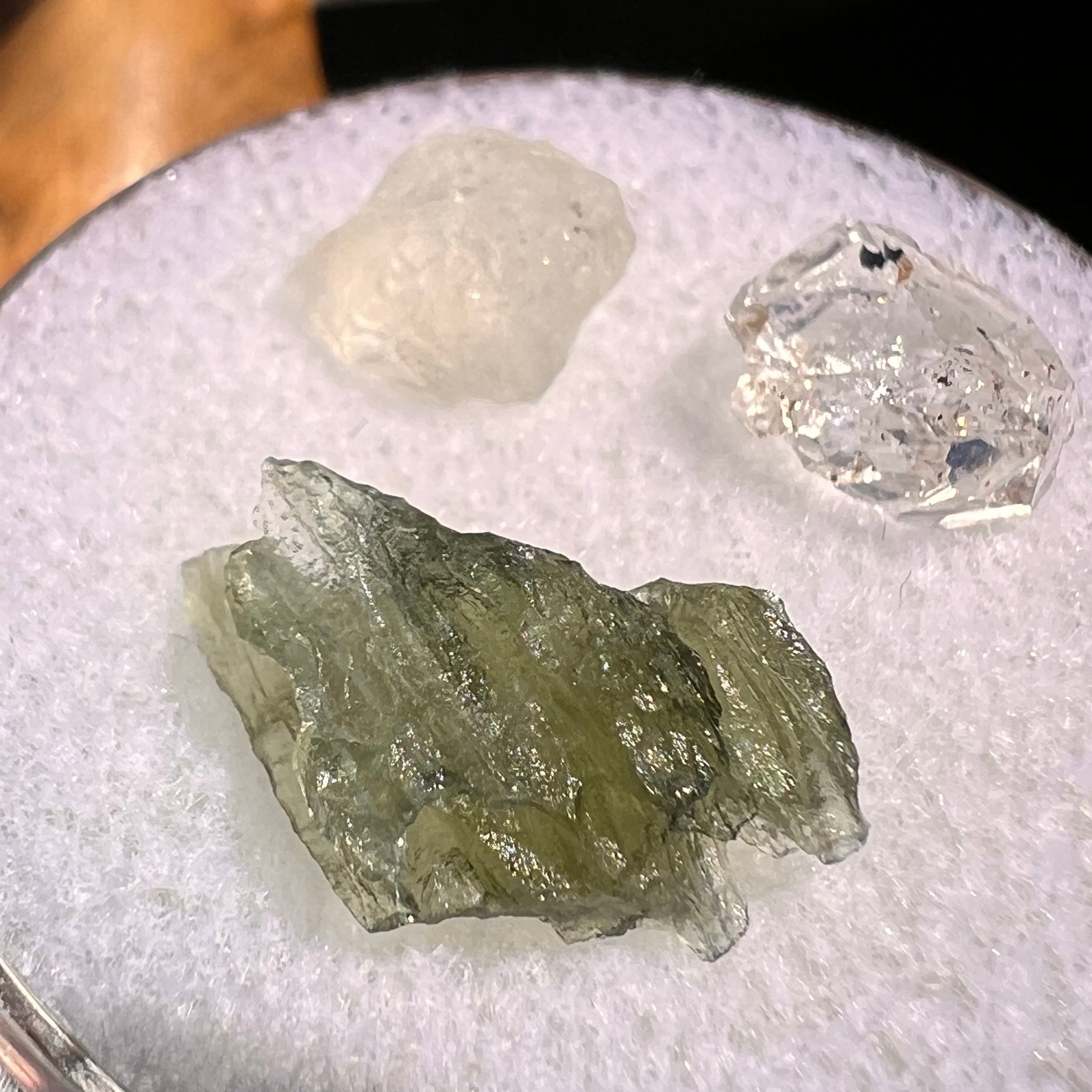 Moldavite, Phenakite, & Herkimer Diamond #139-Moldavite Life