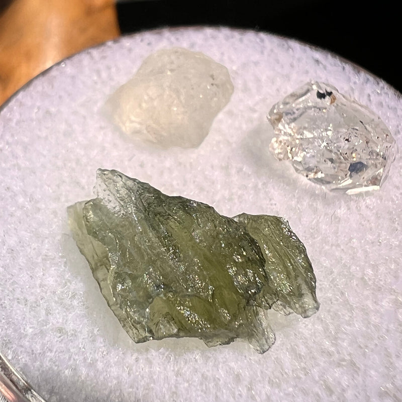 Moldavite, Phenakite, & Herkimer Diamond #139-Moldavite Life
