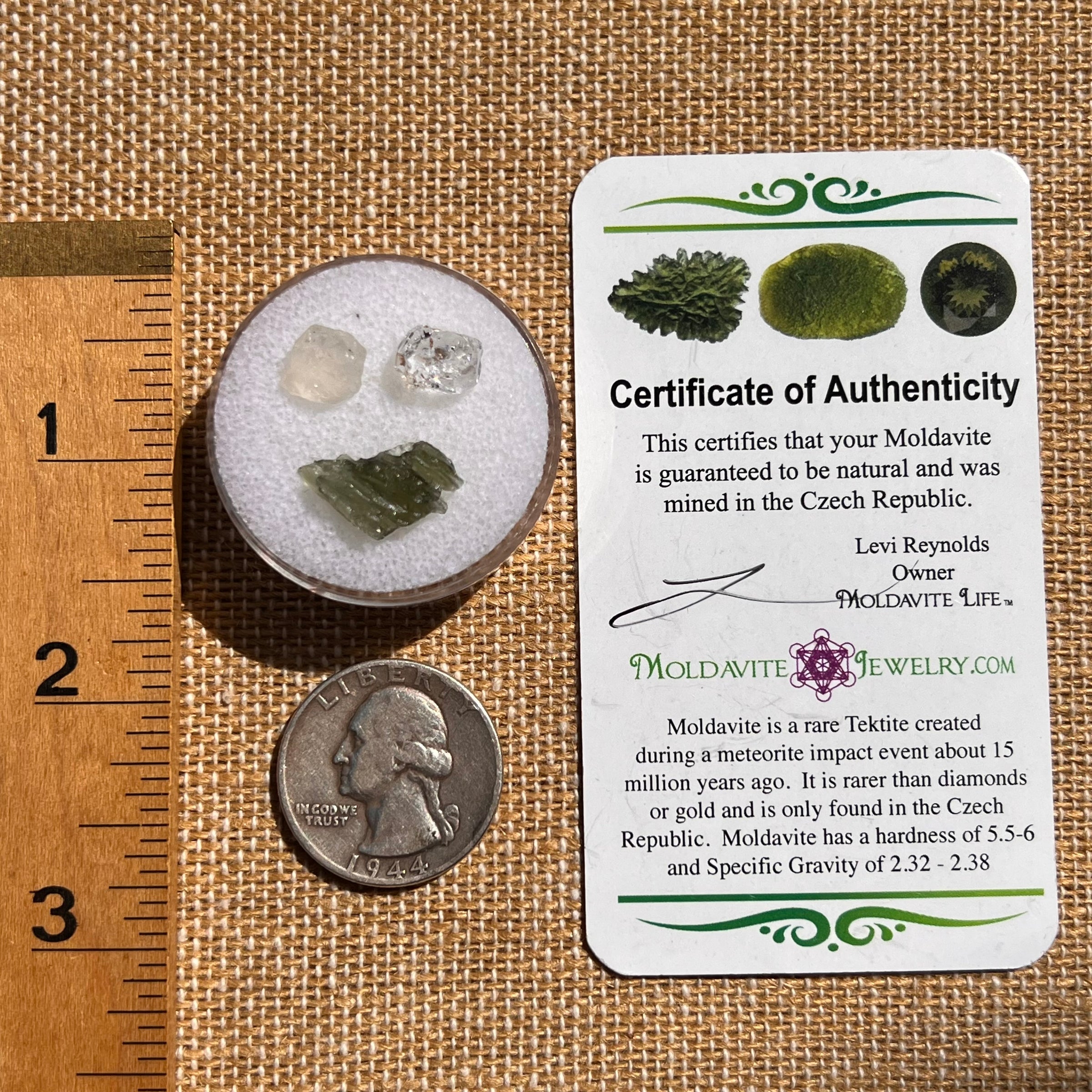 Moldavite, Phenakite, & Herkimer Diamond #139-Moldavite Life