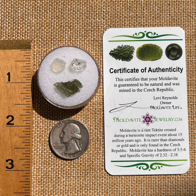 Moldavite, Phenakite, & Herkimer Diamond #139-Moldavite Life