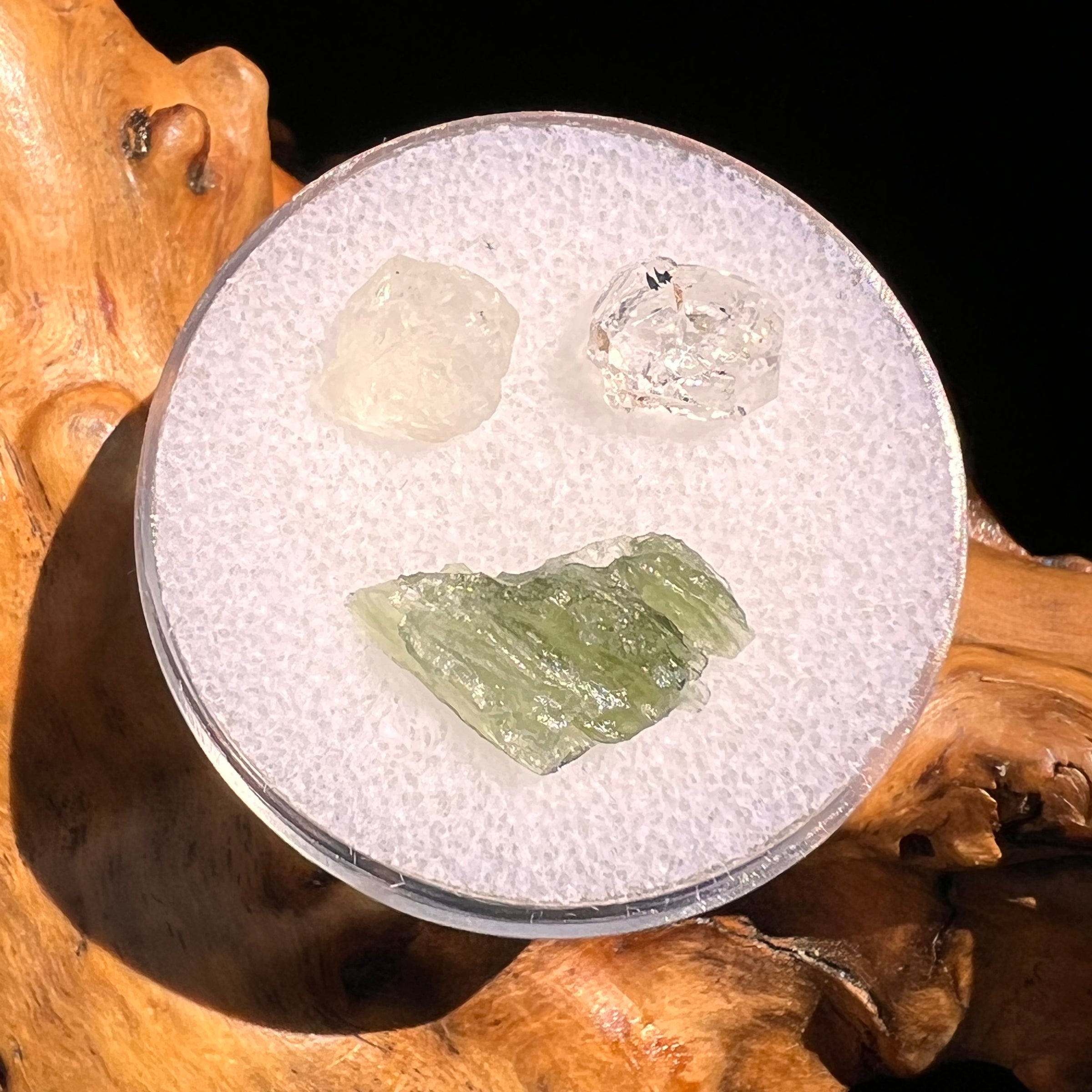 Moldavite, Phenakite, & Herkimer Diamond #139-Moldavite Life