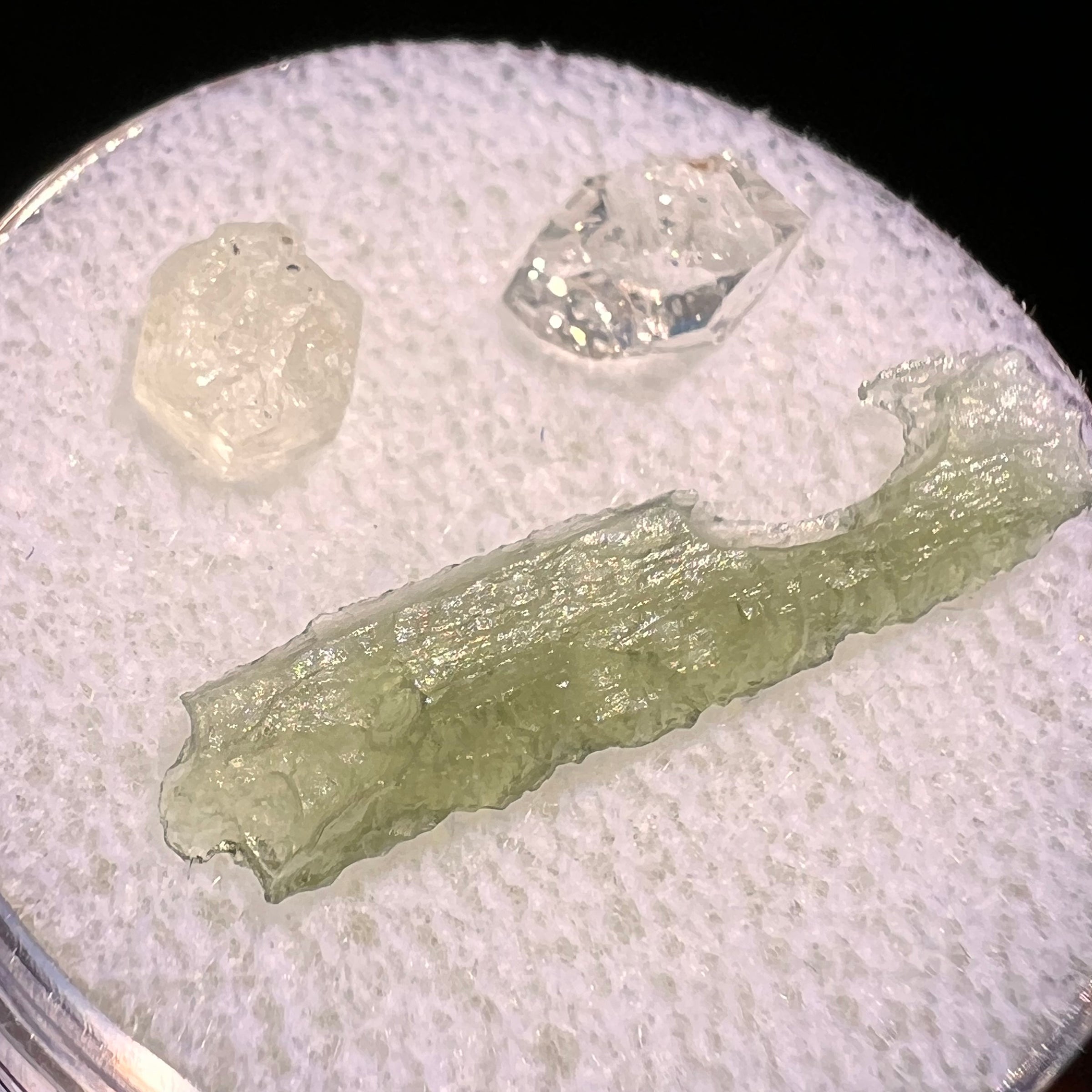 Moldavite, Phenakite, & Herkimer Diamond #140-Moldavite Life