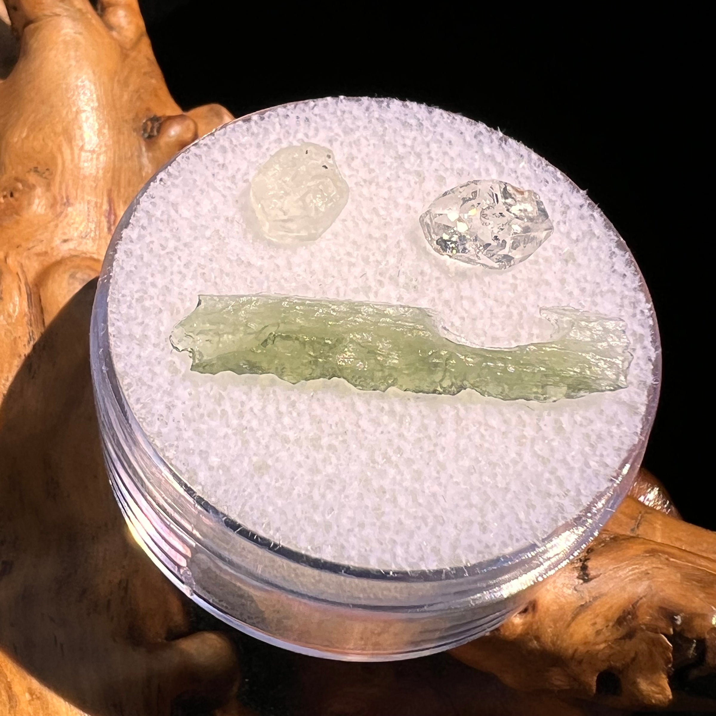 Moldavite, Phenakite, & Herkimer Diamond #140-Moldavite Life