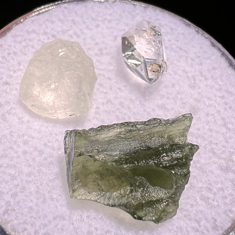 Moldavite, Phenakite, & Herkimer Diamond #49-Moldavite Life