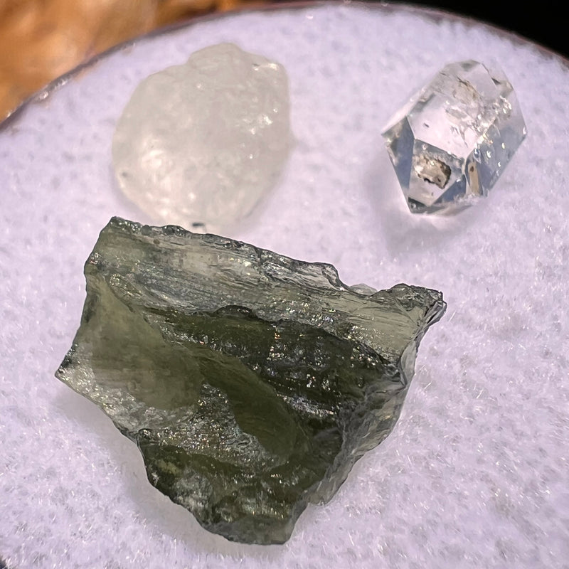 Moldavite, Phenakite, & Herkimer Diamond #49-Moldavite Life