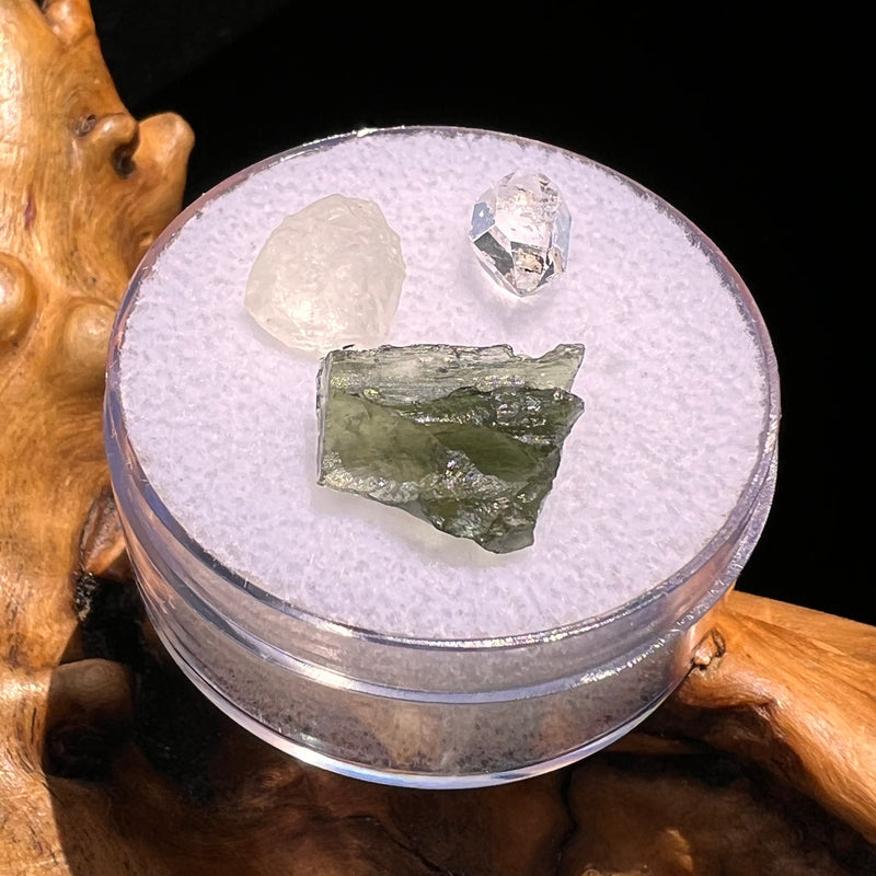 Moldavite, Phenakite, & Herkimer Diamond #49-Moldavite Life
