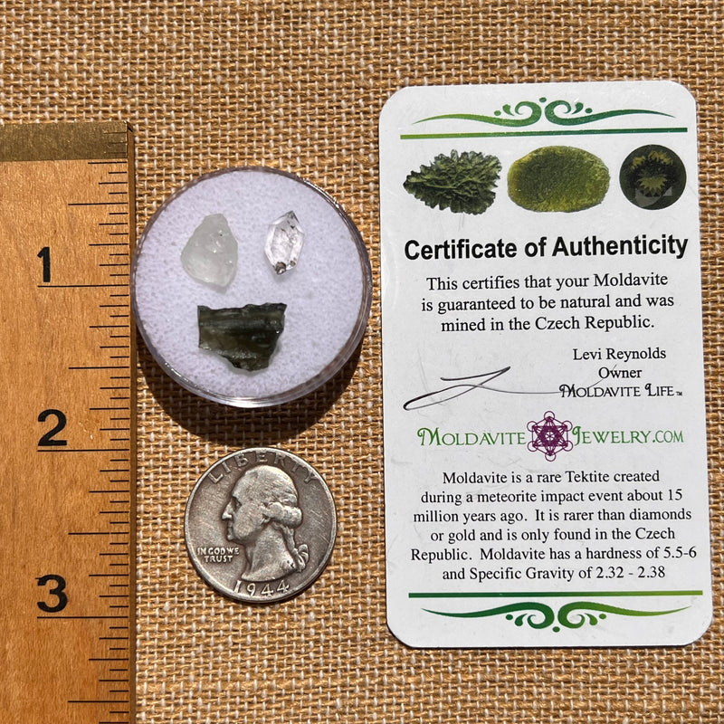 Moldavite, Phenakite, & Herkimer Diamond #49-Moldavite Life