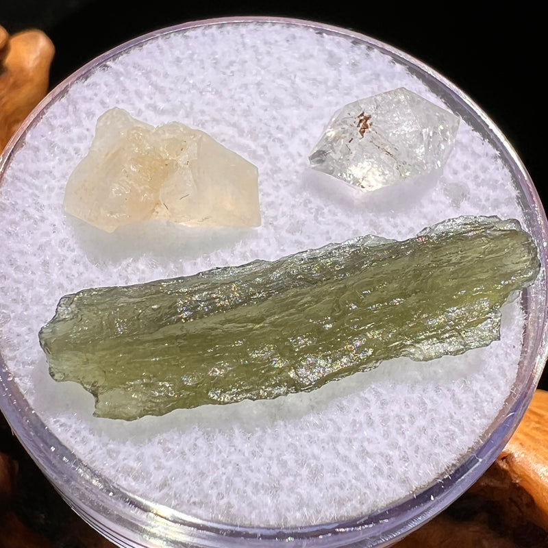 Moldavite, Phenakite, & Herkimer Diamond #50-Moldavite Life