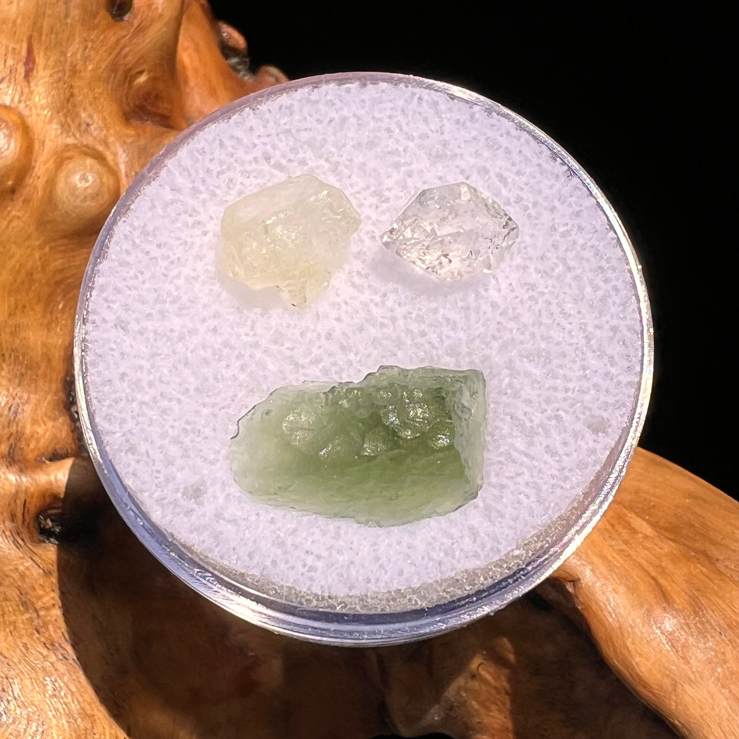 Moldavite, Phenakite, & Herkimer Diamond #51-Moldavite Life