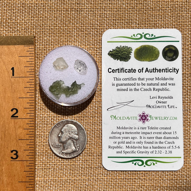 Moldavite, Phenakite, & Herkimer Diamond #52-Moldavite Life