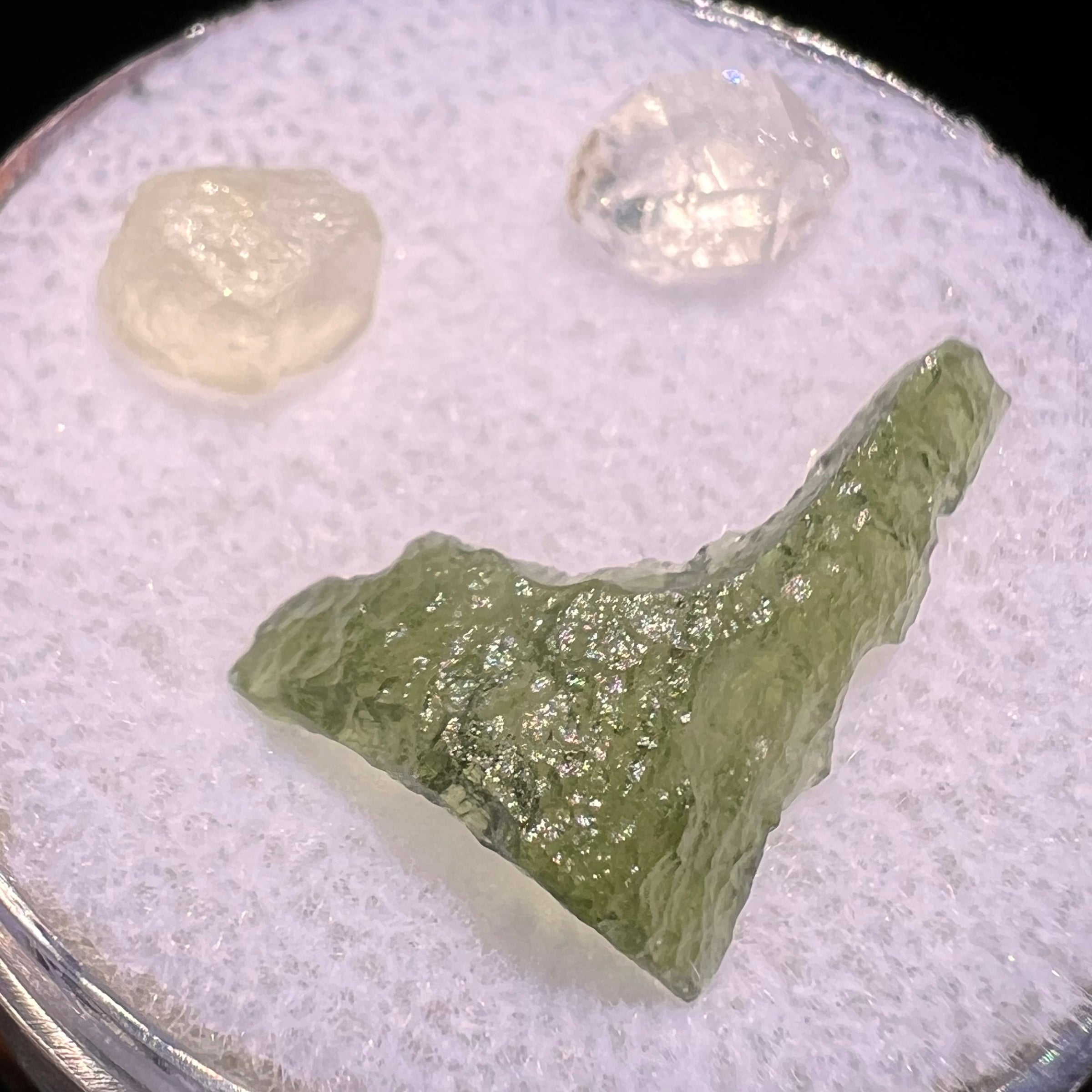 Moldavite, Phenakite, & Herkimer Diamond #53-Moldavite Life