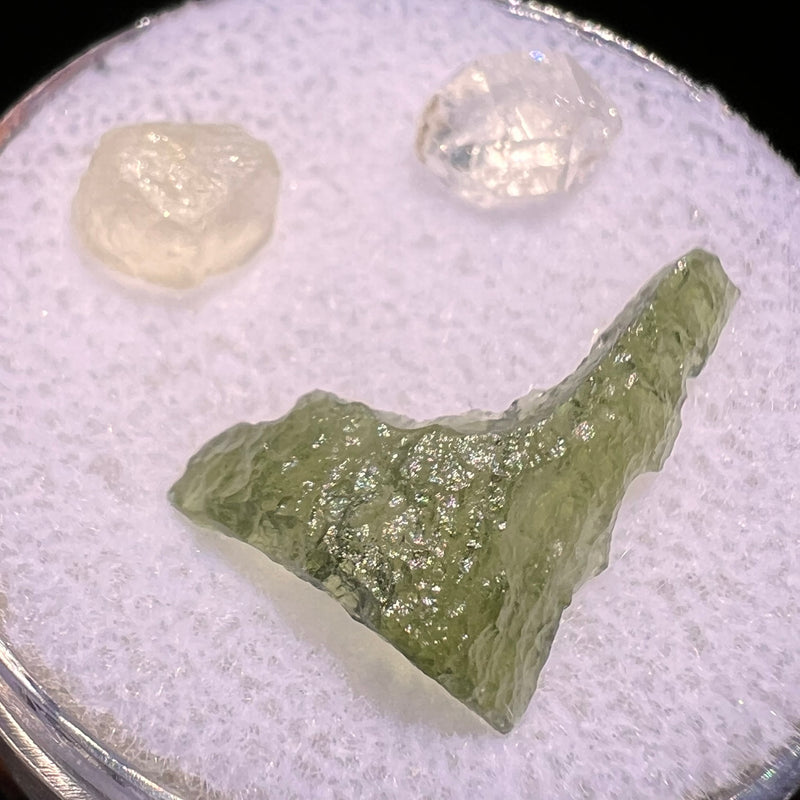 Moldavite, Phenakite, & Herkimer Diamond #53-Moldavite Life