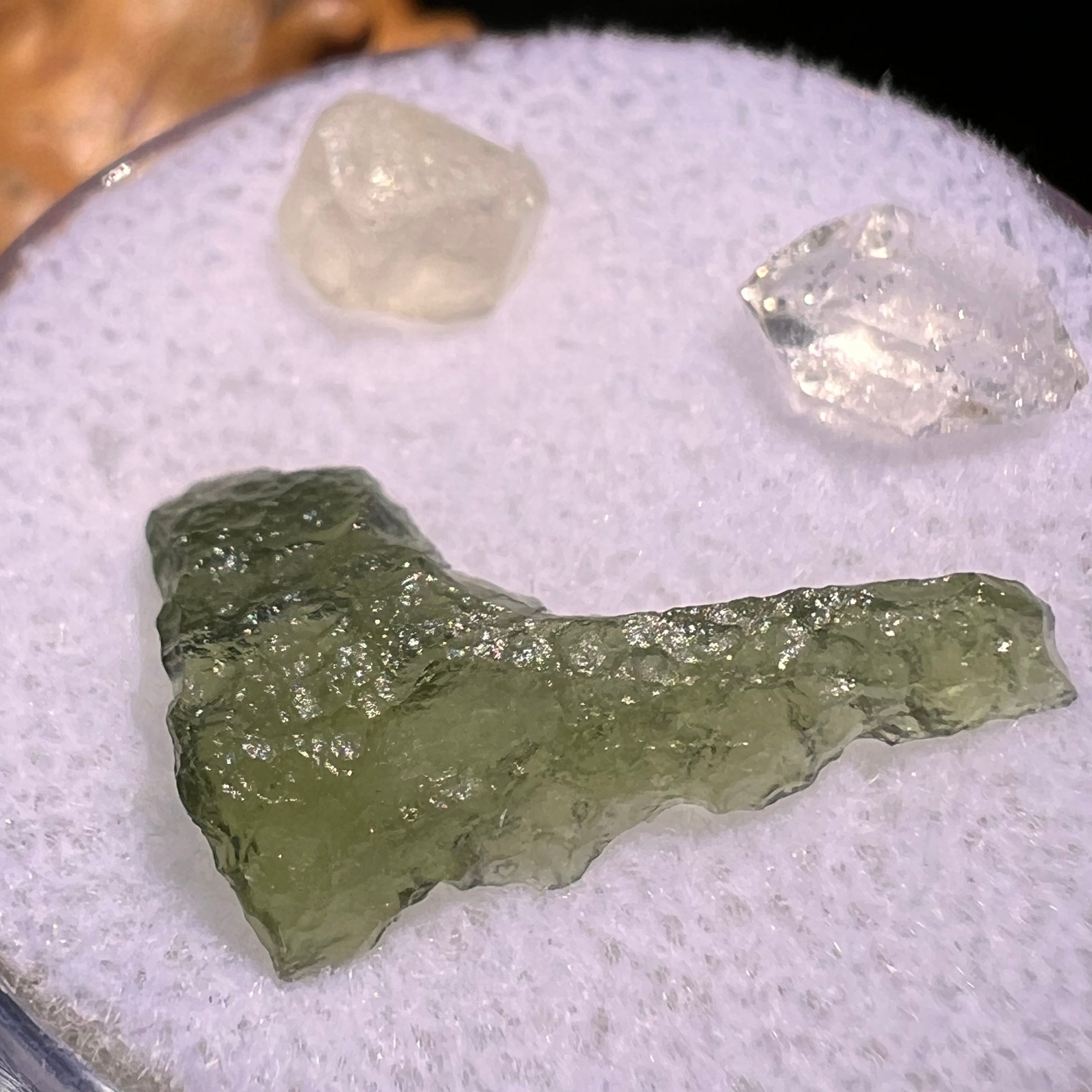 Moldavite, Phenakite, & Herkimer Diamond #53-Moldavite Life