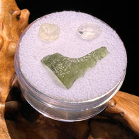 Moldavite, Phenakite, & Herkimer Diamond #53-Moldavite Life
