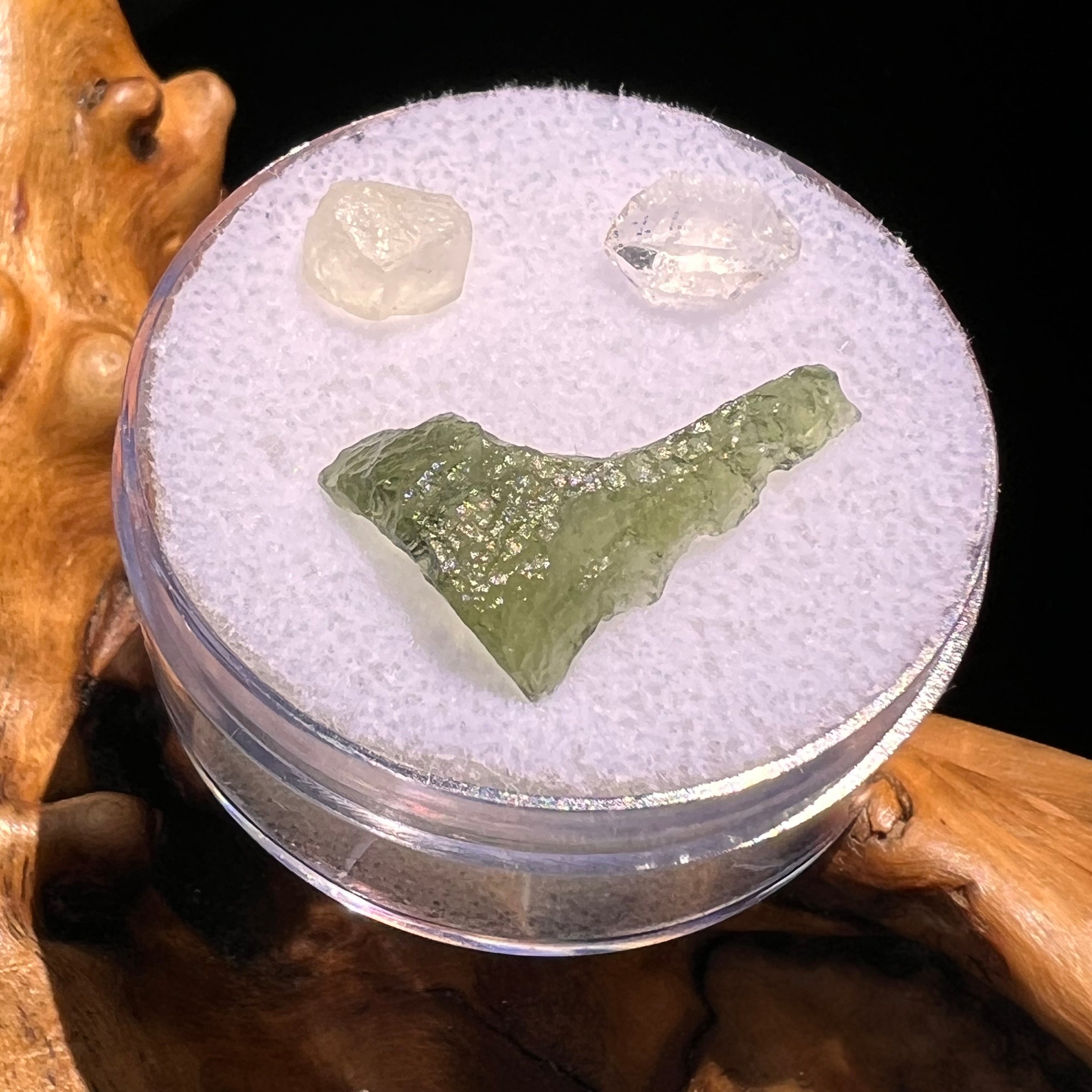 Moldavite, Phenakite, & Herkimer Diamond #53-Moldavite Life