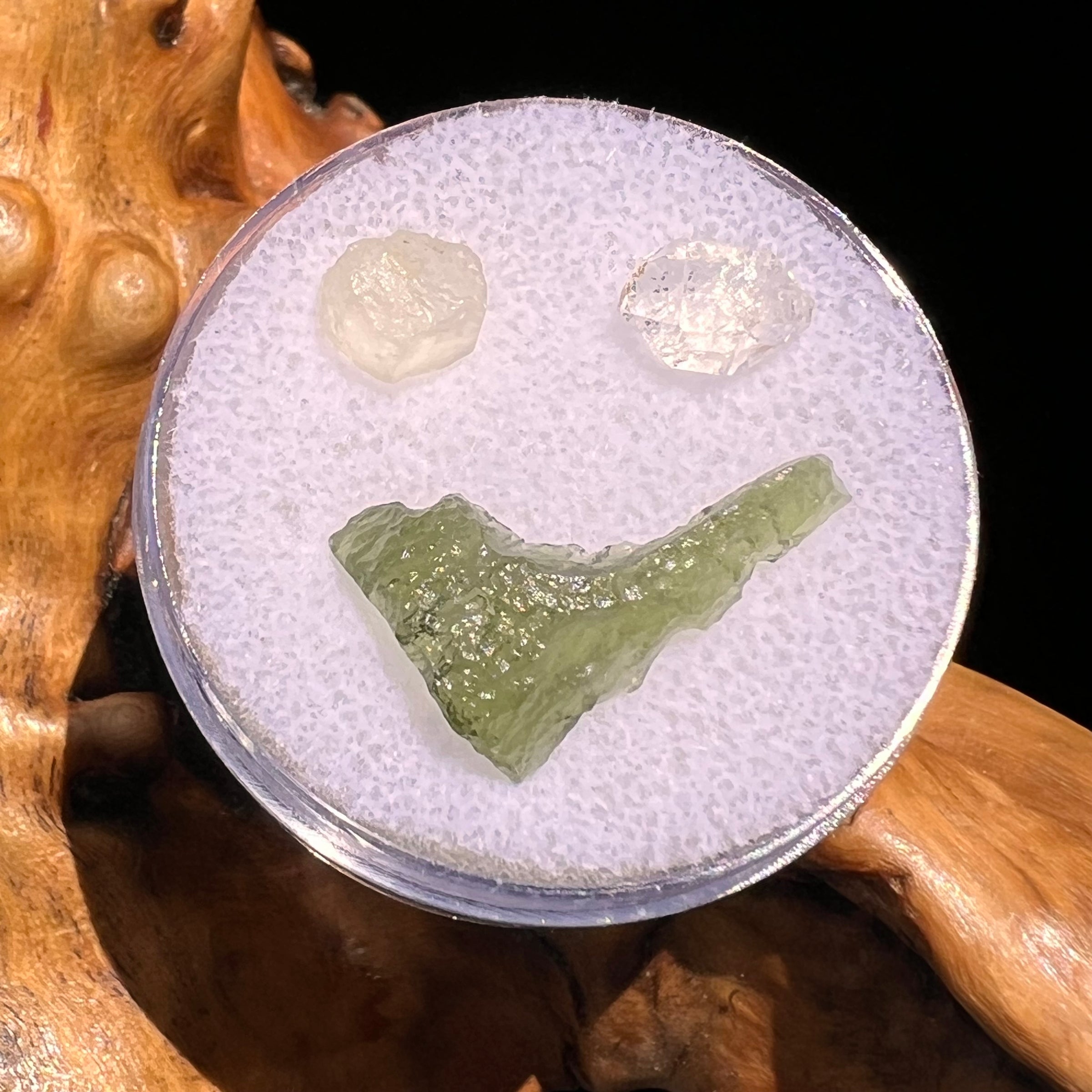 Moldavite, Phenakite, & Herkimer Diamond #53-Moldavite Life