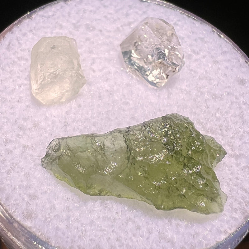 Moldavite, Phenakite, & Herkimer Diamond #54-Moldavite Life