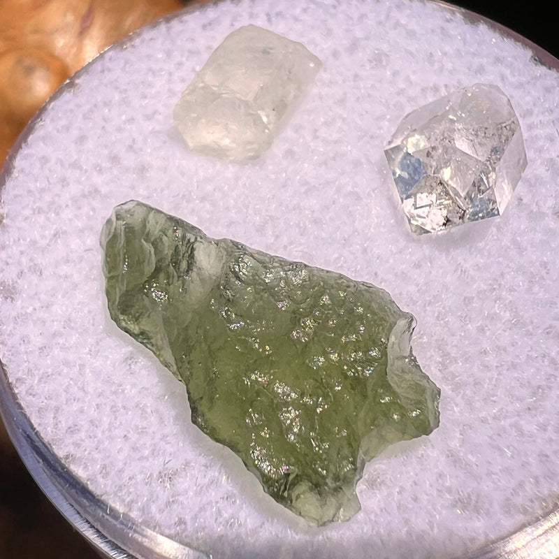 Moldavite, Phenakite, & Herkimer Diamond #54-Moldavite Life