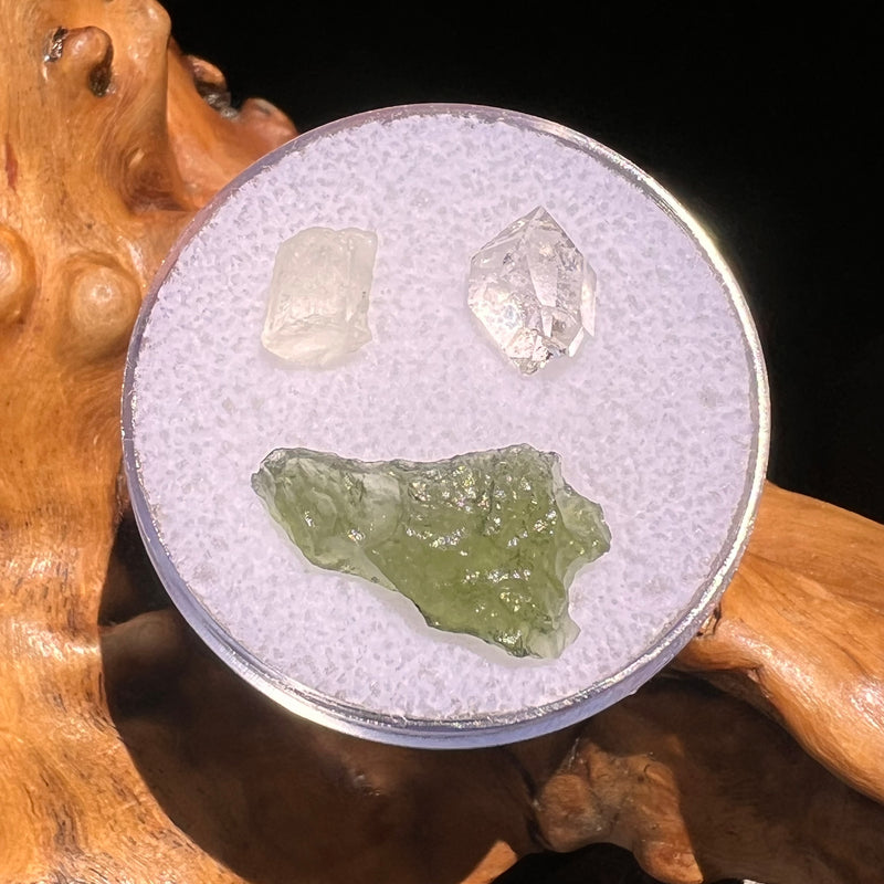 Moldavite, Phenakite, & Herkimer Diamond #54-Moldavite Life