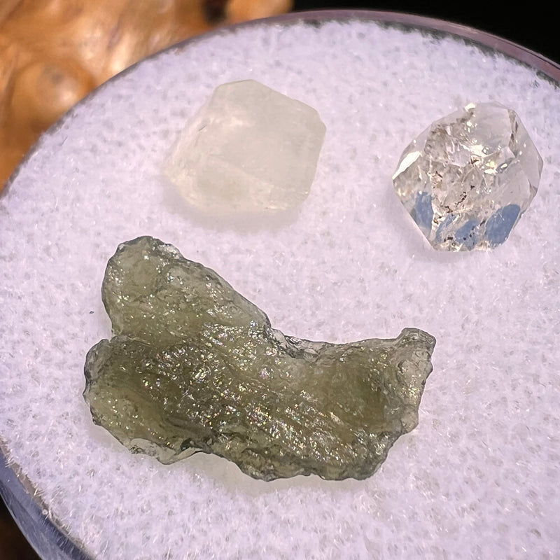 Moldavite, Phenakite, & Herkimer Diamond #56-Moldavite Life