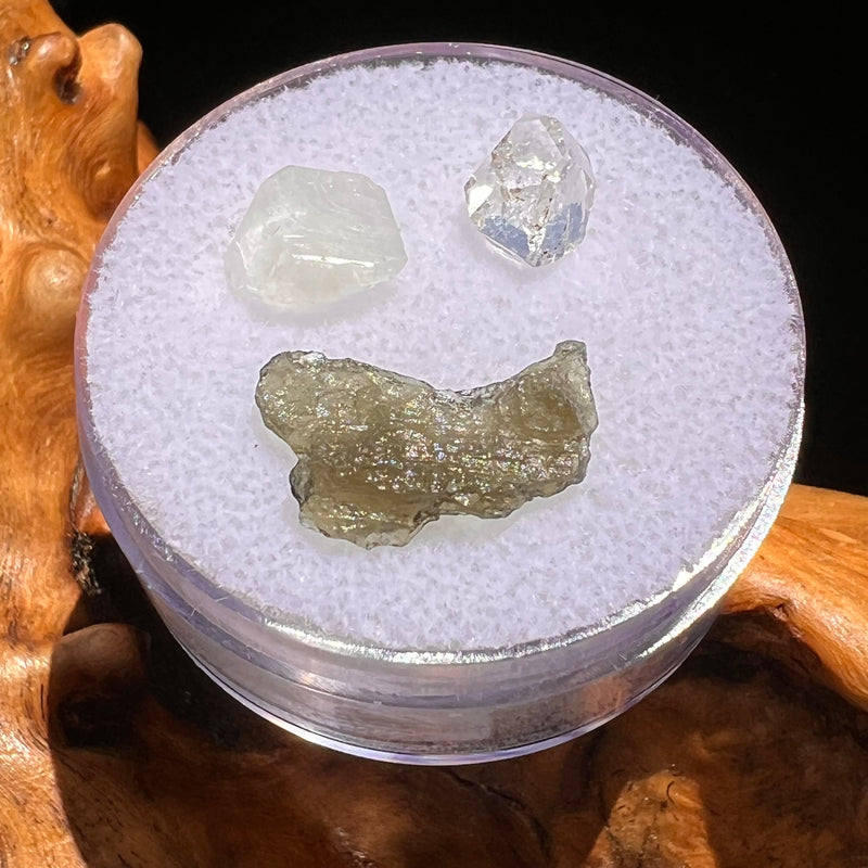 Moldavite, Phenakite, & Herkimer Diamond #56-Moldavite Life