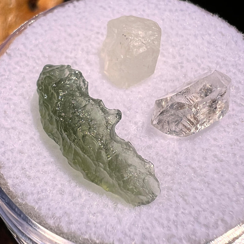Moldavite, Phenakite, & Herkimer Diamond #57-Moldavite Life