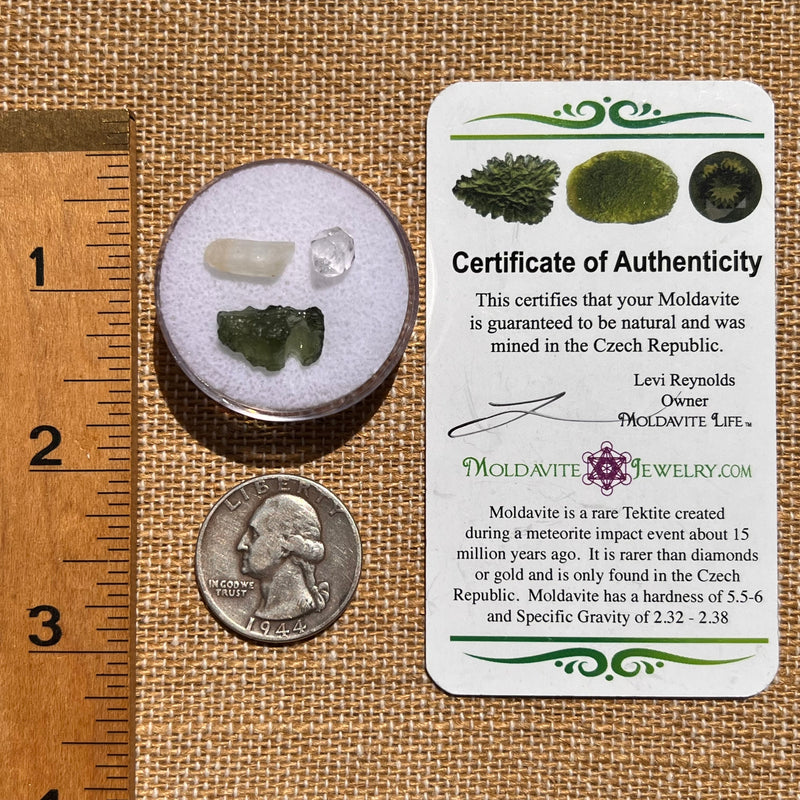 Moldavite, Phenakite, & Herkimer Diamond #58-Moldavite Life