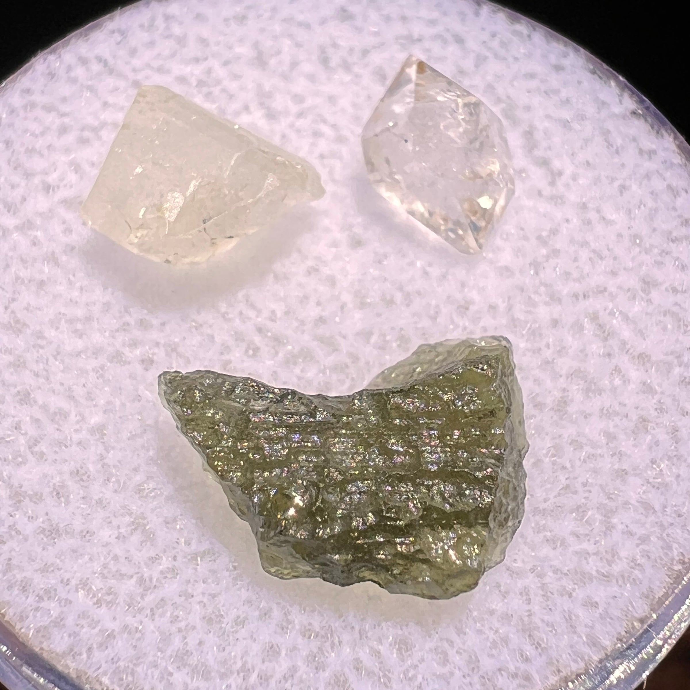 Moldavite, Phenakite, & Herkimer Diamond #59-Moldavite Life