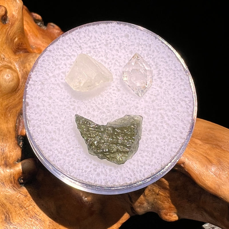 Moldavite, Phenakite, & Herkimer Diamond #59-Moldavite Life
