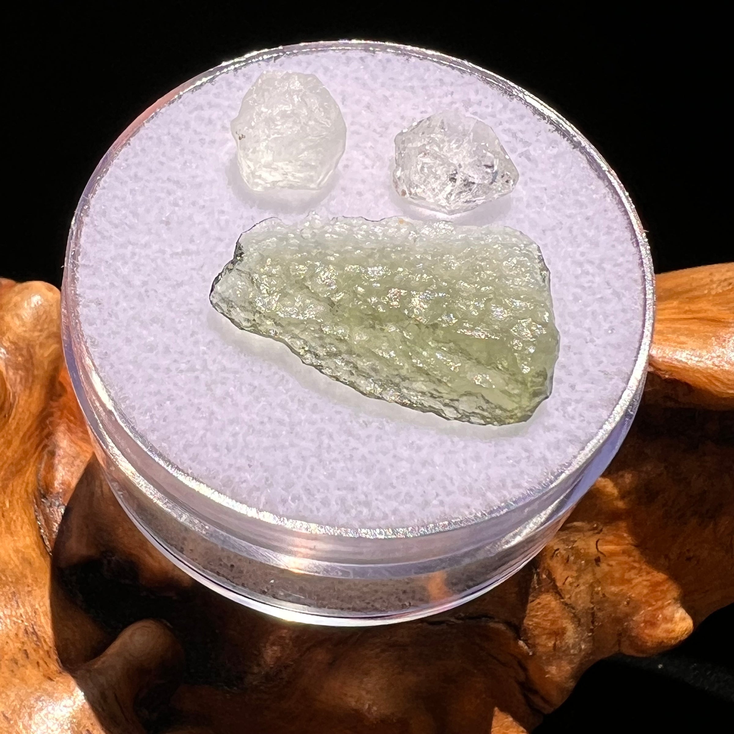 Moldavite, Phenakite, & Herkimer Diamond #61-Moldavite Life