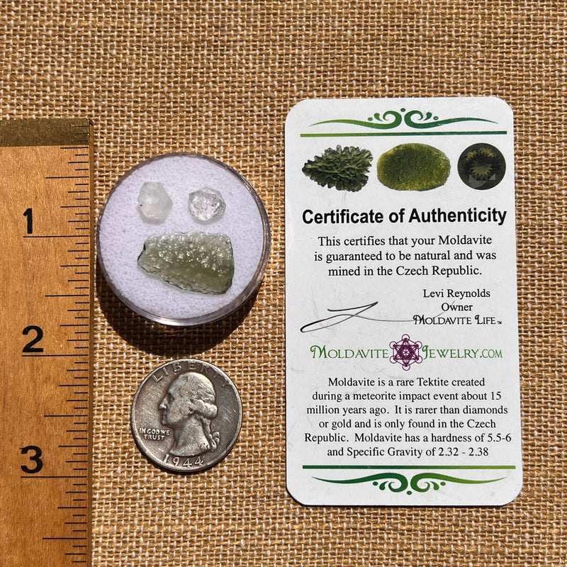 Moldavite, Phenakite, & Herkimer Diamond #61-Moldavite Life