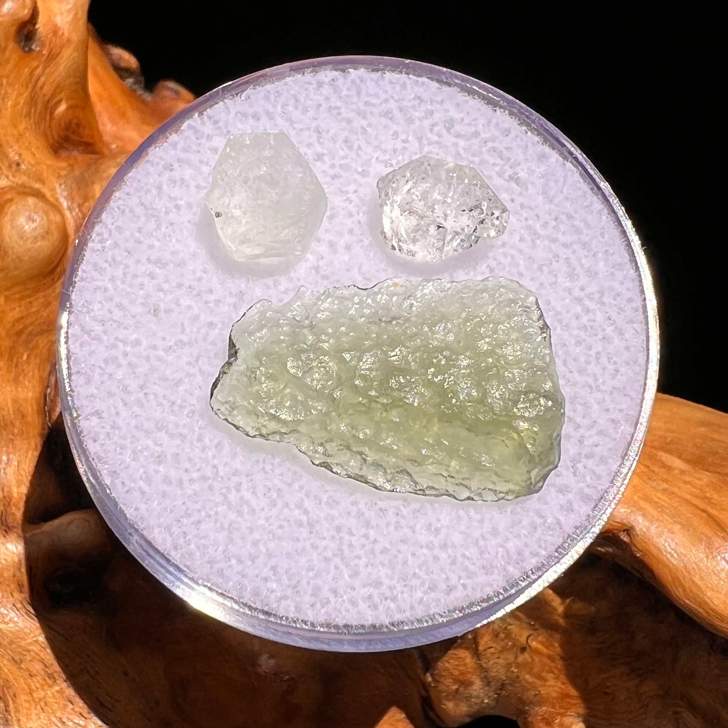 Moldavite, Phenakite, & Herkimer Diamond #61-Moldavite Life
