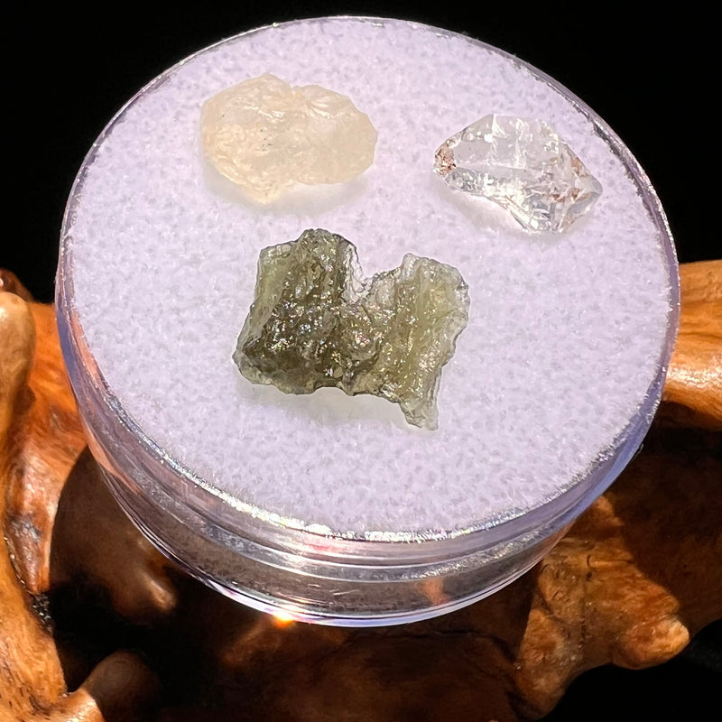 Moldavite, Phenakite, & Herkimer Diamond #62-Moldavite Life